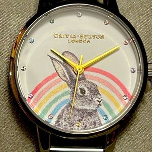 NWOT OLIVIA BURTON Rabbit Rainbow Dial Watch with Gold Hands